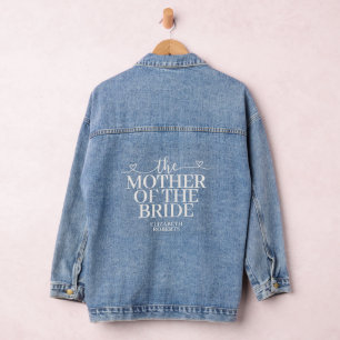 Mother of the Bride Script Hearts Bold Wedding Denim Jacket