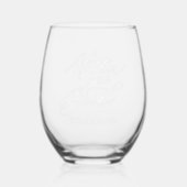 Mother of the Bride Script Name Wedding Party Stemless Wine Glass (Front)