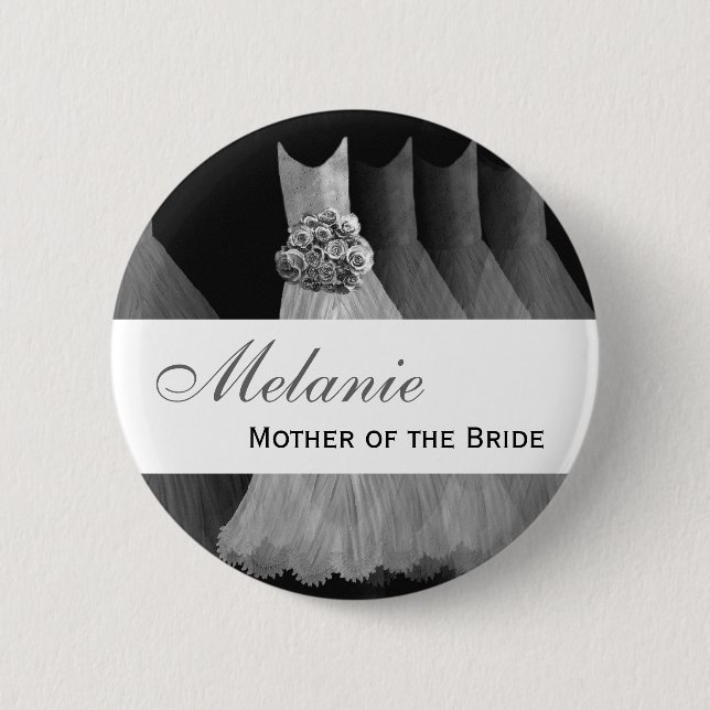 MOTHER OF THE BRIDE Silver Gowns V1 Pinback Button (Front)