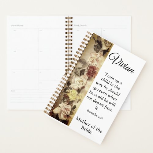 Mother of the Bride SMALL Bible Verse Roses Planner