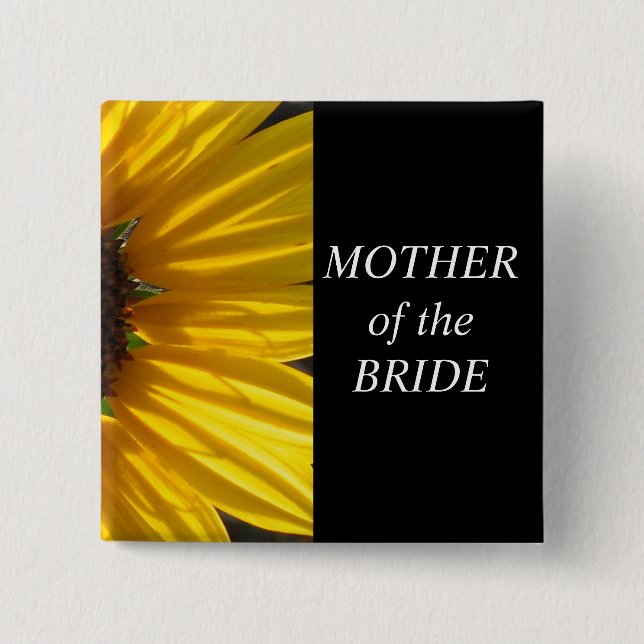 Mother Of The Bride Sunflower Wedding Button (Front)