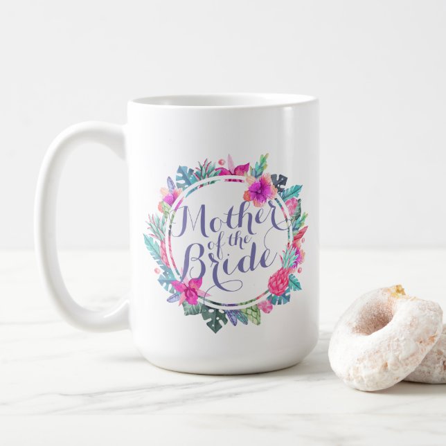 Mother of the Bride Tropical Floral Classic Mug (With Donut)
