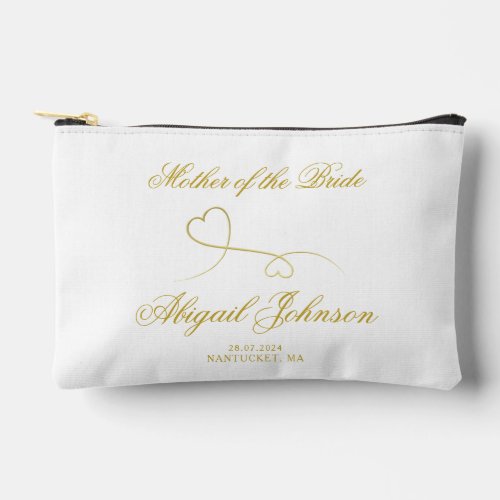 Mother of the Bride _ Two Elegant Gold Hearts  Accessory Pouch