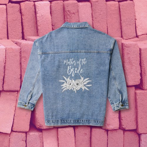 Mother of the bride typography floral wedding deni denim jacket