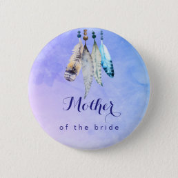 Mother of the bride Watercolor Feathers Button