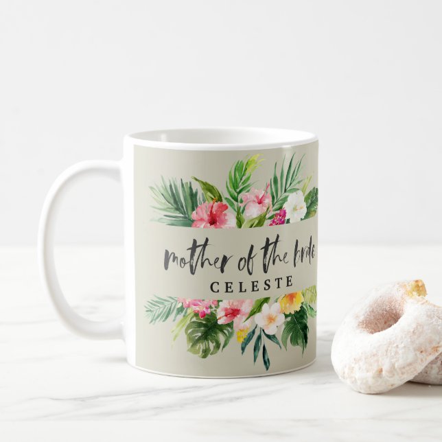 Mother of the bride watercolor floral coffee mug (With Donut)