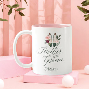 Mother of the Bride Watercolor Floral High Heels Two-Tone Coffee Mug