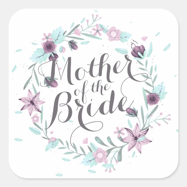 Mother of the Bride Watercolor Wedding Sticker (Front)