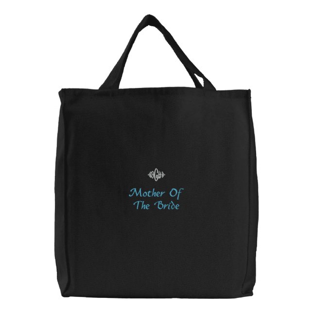 Mother Of The Bride Wedding Black Embroidered Bag (Front)
