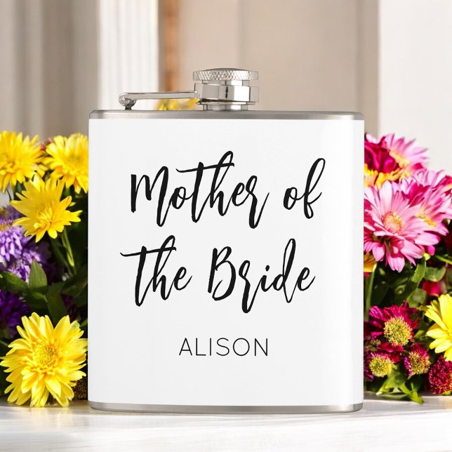Mother of the Bride Wedding Black White Flask (Creator Uploaded)