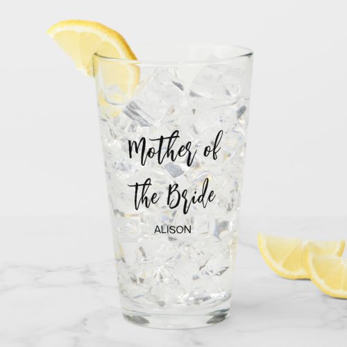 Mother of the Bride Wedding Black White Glass Cup