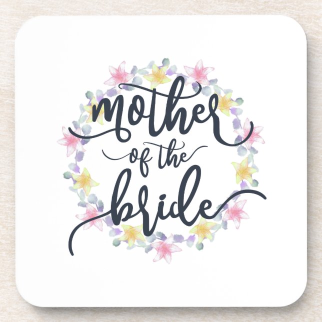 Mother of the Bride Wedding Calligraphy | Coaster (Front)
