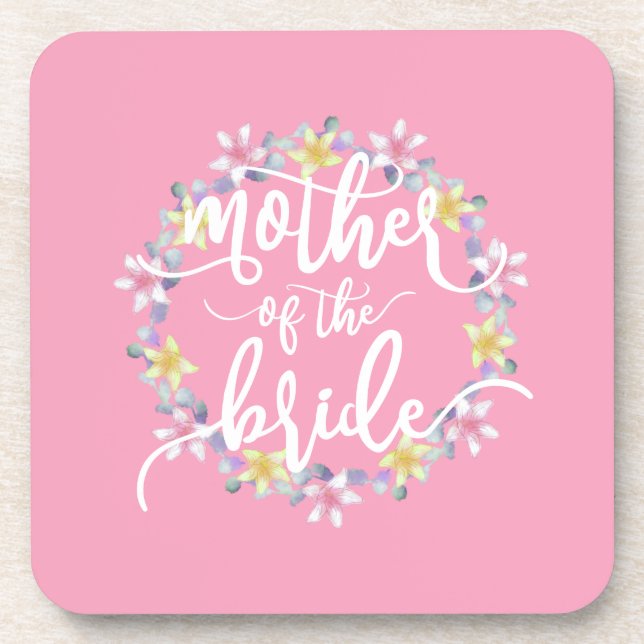 Mother of the Bride Wedding Calligraphy | Coaster (Front)