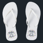 Mother of the Bride Wedding Calligraphy Flip Flops<br><div class="desc">For further customization, please click the "Customize" button and use our design tool to modify this template. If the options are available, you may change text and image by simply clicking on "Edit/Remove Text or Image Here" and add your own. If you wish to have this design added to a...</div>