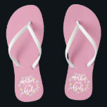 Mother of the Bride Wedding Calligraphy Flip Flops<br><div class="desc">For further customization, please click the "Customize" button and use our design tool to modify this template. If the options are available, you may change text and image by simply clicking on "Edit/Remove Text or Image Here" and add your own. If you wish to have this design added to a...</div>