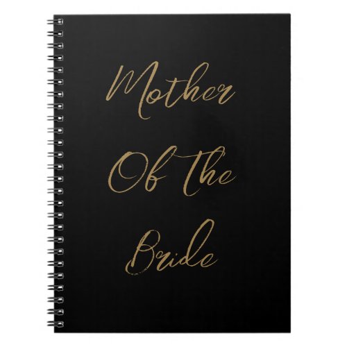 Mother Of The Bride Wedding Gift Favor Gold Black Notebook