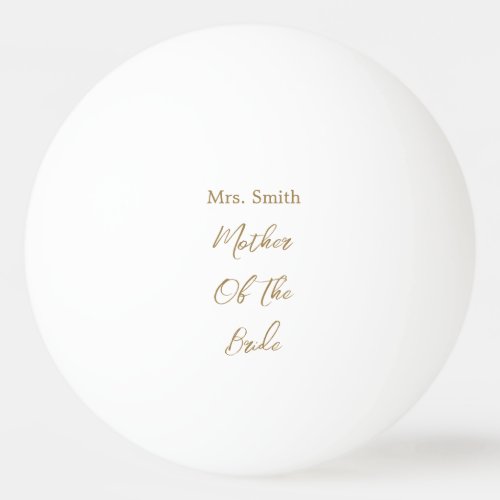 Mother Of The Bride Wedding Gift Favor Gold White Ping Pong Ball