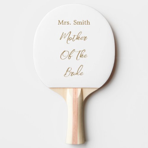 Mother Of The Bride Wedding Gift Favor Gold White Ping Pong Paddle