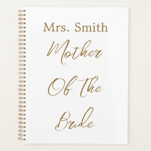 Mother Of The Bride Wedding Gift Favor Gold White Planner