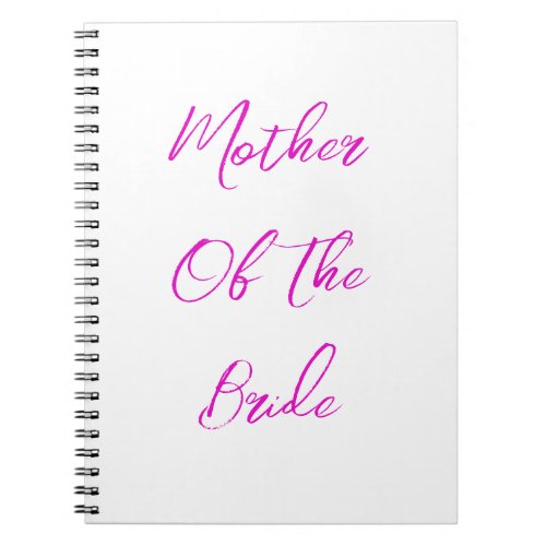 Mother Of The Bride Wedding Gift Favor Pink White Notebook