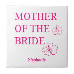 Mother Of The Bride Wedding Gift Pink Floral Ceramic Tile