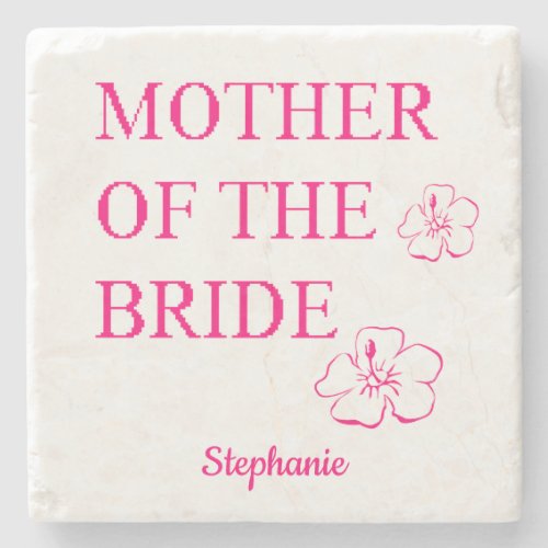 Mother Of The Bride Wedding Gift Pink Floral Stone Coaster
