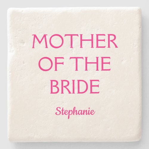 Mother Of The Bride Wedding Gift Pink White Stone Coaster