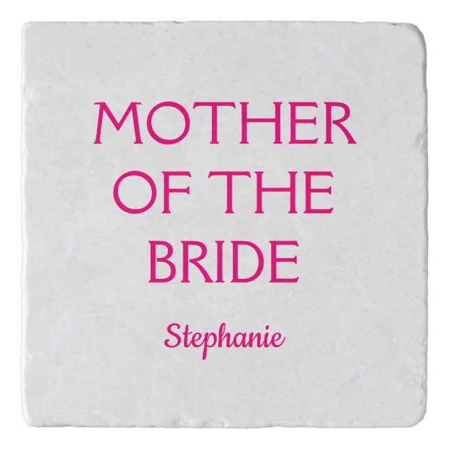 Mother Of The Bride Wedding Gift Pink White Trivet (Front)