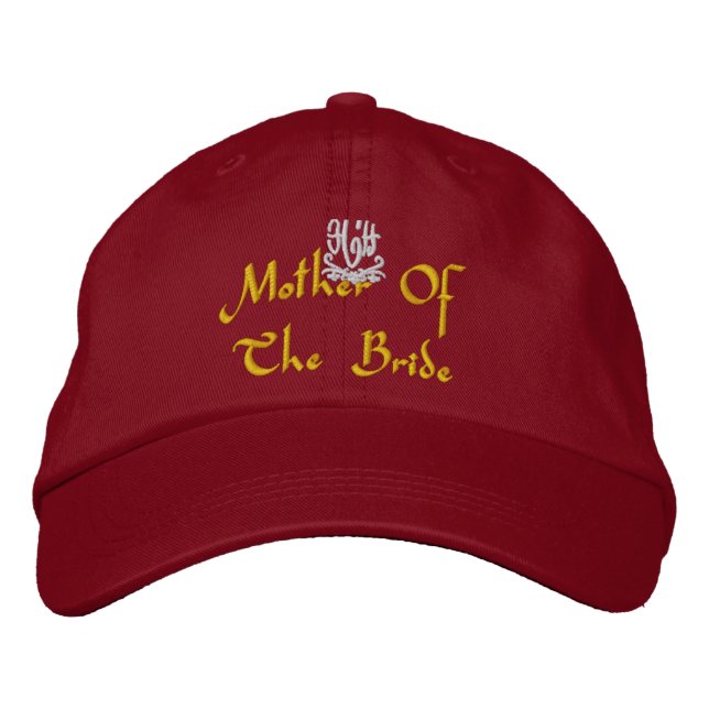 Mother Of The Bride Wedding Red Embroidered Baseball Hat (Front)