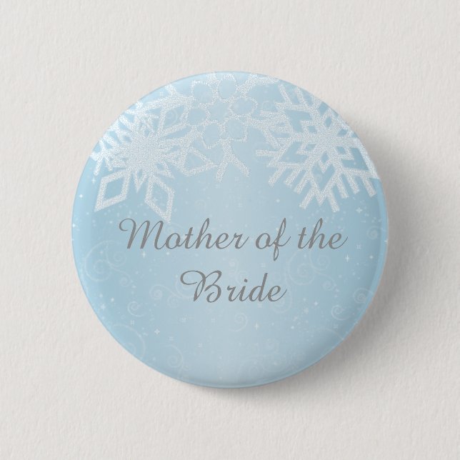 Mother of the Bride Winter Snowflakes Button (Front)