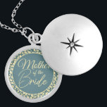 Mother of the Bride with Blue and Cream Leaves Locket Necklace<br><div class="desc">This beautiful locket is a special accessory designed for the Mother of the Bride. The locket features a classic blue and cream color scheme with a cream-colored leaf pattern inside, adding a touch of elegance and natural beauty. The hidden message inside is a special touch that will make this locket...</div>