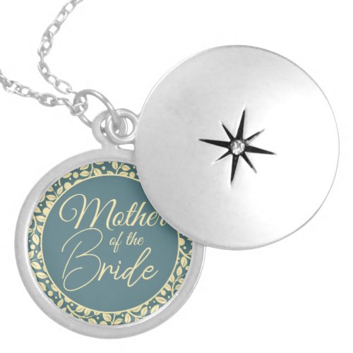 Mother of the Bride with Blue and Cream Leaves Locket Necklace