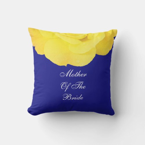 Mother Of The Bride Yellow Blue Wedding Floral Outdoor Pillow