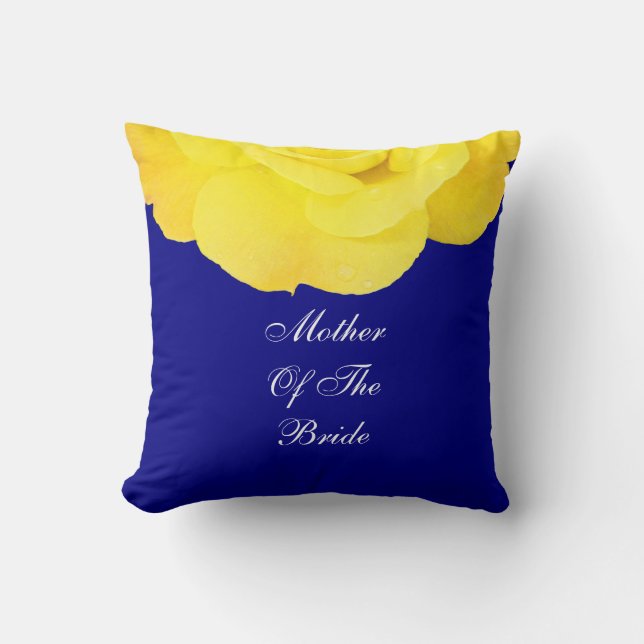 Mother Of The Bride Yellow Blue Wedding Floral Throw Pillow (Front)