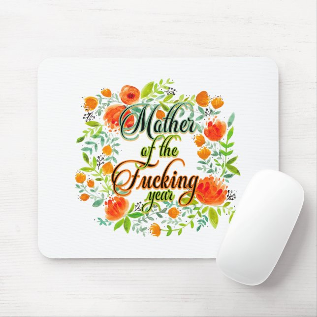 Mother of the F*cking Year Wildflower Floral Mom Mouse Pad (With Mouse)