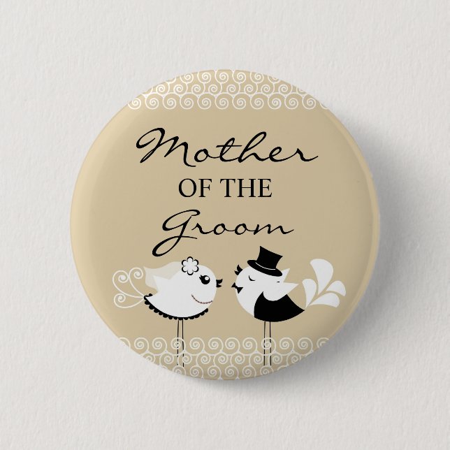 Mother of the Groom Birds Wedding Button (Front)