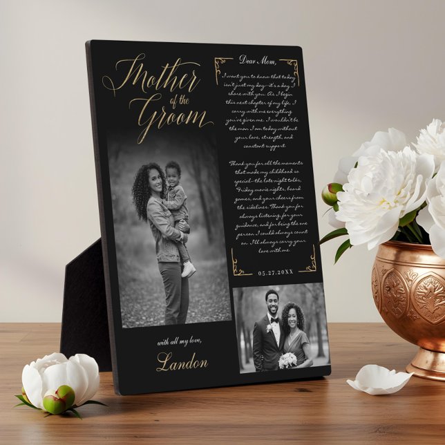  Mother of the Groom Black Photos Wedding Keepsake Plaque (Mother of the Groom Black Photos Wedding Keepsake Plaque)
