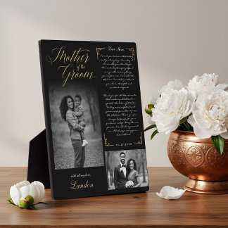 Mother of the Groom Black Photos Wedding Keepsake Plaque