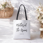 Mother of the Groom Black White  Tote Bag<br><div class="desc">Mother of The Groom Wedding Tote Bag in Black and White. Good for Bridesmaid Gifts Weddings,  Bridal Party,  Bachelor party,  Rehearsal Dinner. Check out more products with this design in the collection below.</div>