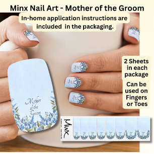 Mother of the Groom,  Blue Peony Wedding Set  Minx Nail Art