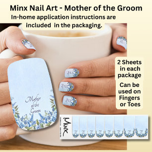 Mother of the Groom,  Blue Peony Wedding Set  Minx Nail Art