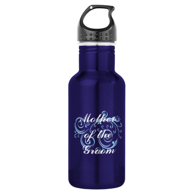 Mother of the Groom, Blue Scroll Water Bottle (Front)
