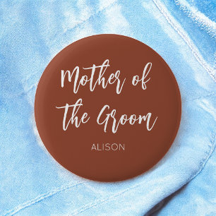 Mother of the Groom Brown White Wedding Button