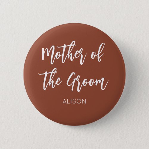 Mother of the Groom Brown White Wedding Button