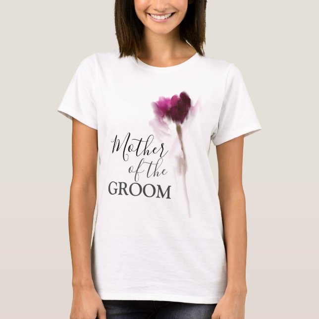 "MOTHER OF THE GROOM" | Burgundy Tulip Floral T-Shirt (Front)