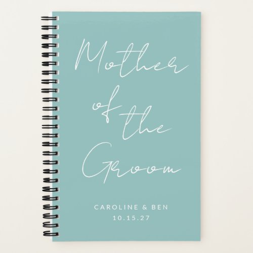 Mother of the Groom Custom Wedding Aqua Blue Notebook