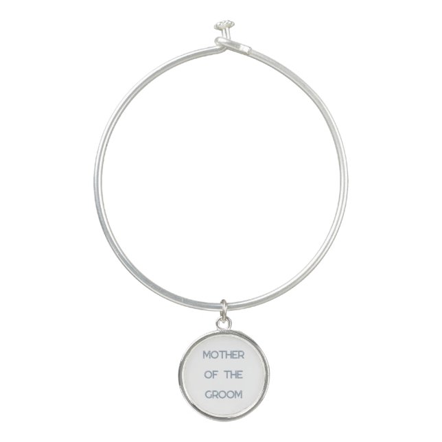 Mother Of The Groom Dusty Blue Wedding Gift Favor Bangle Bracelet (Front)