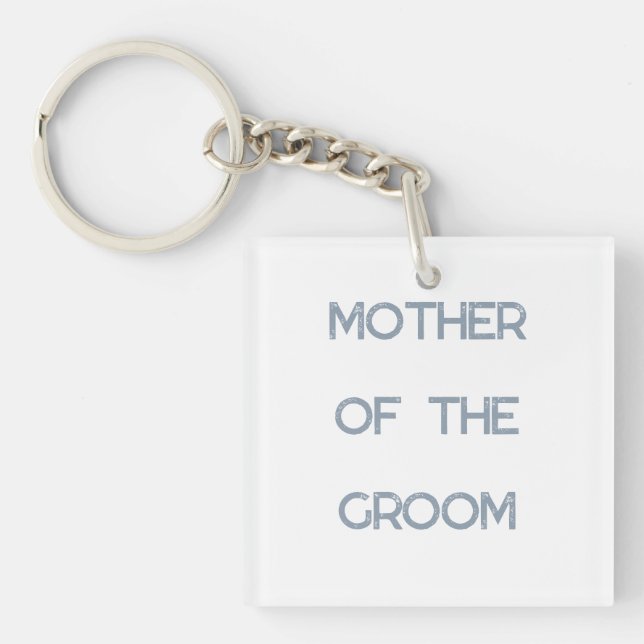 Mother Of The Groom Dusty Blue Wedding Gift Favor Keychain (Front)