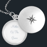 Mother Of The Groom Dusty Blue Wedding Gift Favor Locket Necklace<br><div class="desc">Designed with custom text "Mother of the groom" in popular dusty blue,  this is perfect,  simple and classy gift or party favor for the mother of the groom. You may change the text or color for a different event or recepient as you wish!</div>