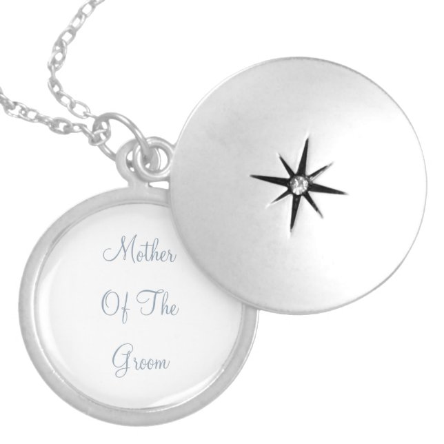 Mother Of The Groom Dusty Blue Wedding Gift Favor Locket Necklace (Front)